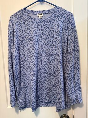 J. Crew Factory Women's Blue Leopard Print Top size M